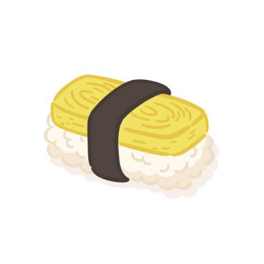 Tamago Nigiri Suşi Japon Yumurtalı Omlet Vektörü