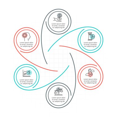 İnce çizgi düz öğe Infographic için.