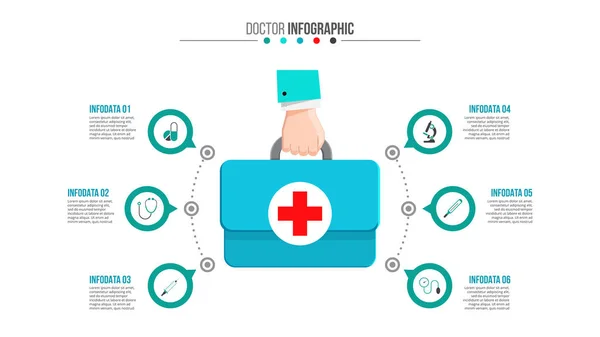 Infografía médica y sanitaria vectorial . — Vector de stock