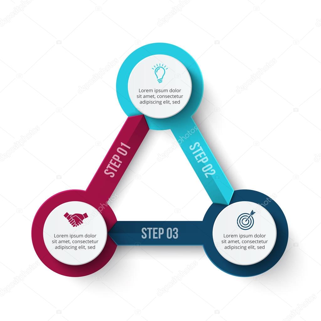 Vector circle element for infographic. Template for cycle diagram, graph, presentation and round chart. Business concept with 3 options, parts, steps or processes. Abstract background.