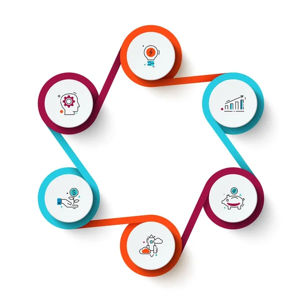 Visualização de dados de negócios. Elementos abstratos do diagrama de ciclo com 6 passos, opções ou partes. Modelo de negócio vetorial para apresentação. Conceito criativo para infográfico. Gráfico do processo . — Vetor de Stock