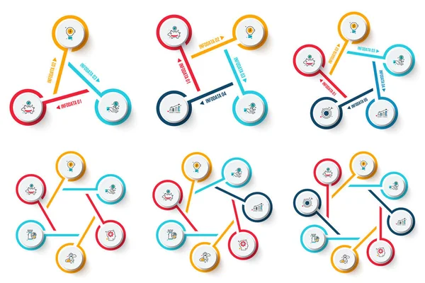 Set de infografice cerc vectorial. Șablon pentru diagrama ciclului, grafic, prezentare și diagramă. Conceptul de afaceri cu 3, 4, 5, 6, 7 și 8 opțiuni, părți, pași sau procese. Vizualizare date . — Vector de stoc