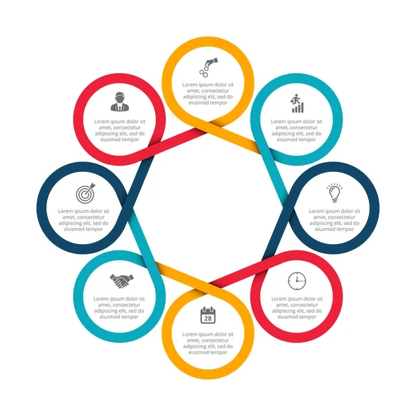 Wizualizacja danych biznesowych. Streszczenie felements cyklu diagram z 8 kroki, opcje, części lub procesów. Wektor biznes szablon prezentacji. Koncepcja dla infografikę. Schemat procesu. — Wektor stockowy