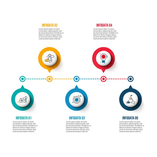 Διάνυσμα κύκλο στοιχεία για timeline infographic. Πρότυπο για το διάγραμμα, διάγραμμα, παρουσίαση και γράφημα. Επιχειρηματική ιδέα με 5 επιλογές, τμήματα, βήματα ή διαδικασίες. — Διανυσματικό Αρχείο