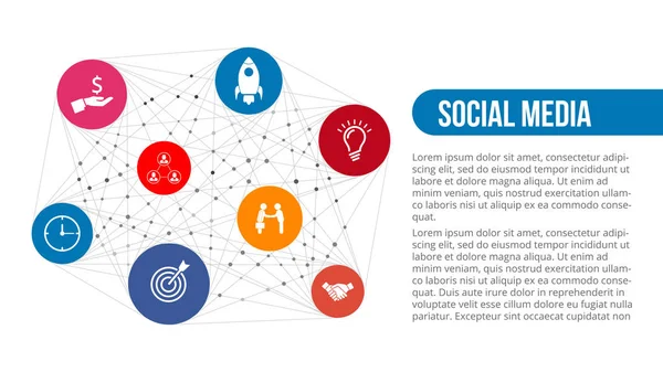 Ilustração vetorial conceito global de mídia social. Elementos abstratos infográficos . —  Vetores de Stock