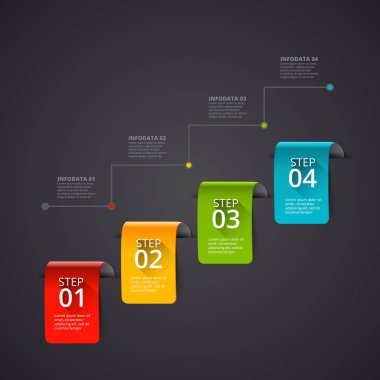 Karanlık soyut infographics seçenekleri şablon sayısı. Vektör çizim. İş akışı düzenini, diyagram veya web için kullanılabilir. 4 adımlar veya seçenekleri ile iş kavramı.