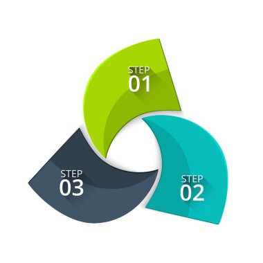 Vektör diyagramı iş Infographic için bükülmüş. Döngü diyagramı 3 adımları, seçenekleri, parçalar veya işlemlerin soyut unsuru.