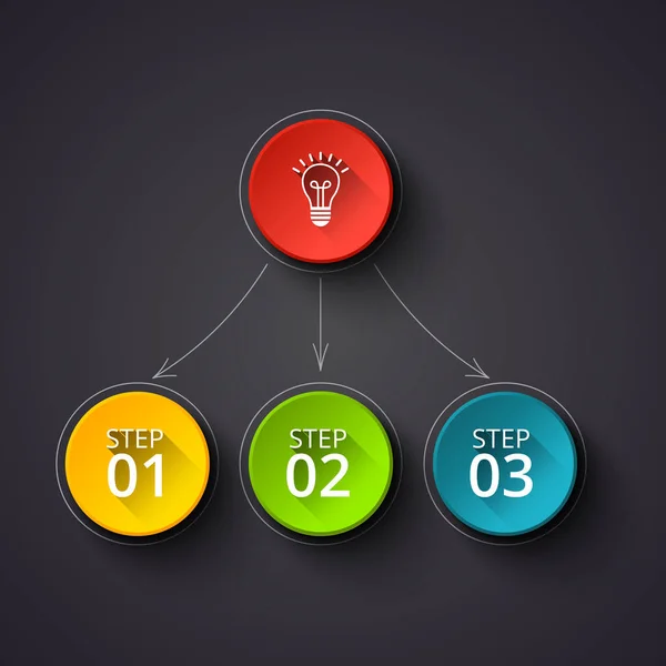 Creatief concept voor donkere infographic. Business data visualisatie. Abstracte cirkel elementen van de grafiek, diagram met 4 stappen, opties, onderdelen of processen. Vector business sjabloon voor presentatie. — Stockvector