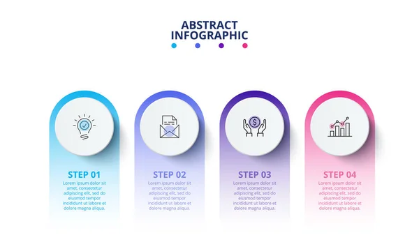 Infografica cerchio di processo con 4 opzioni. Visualizzazione dei dati aziendali — Vettoriale Stock