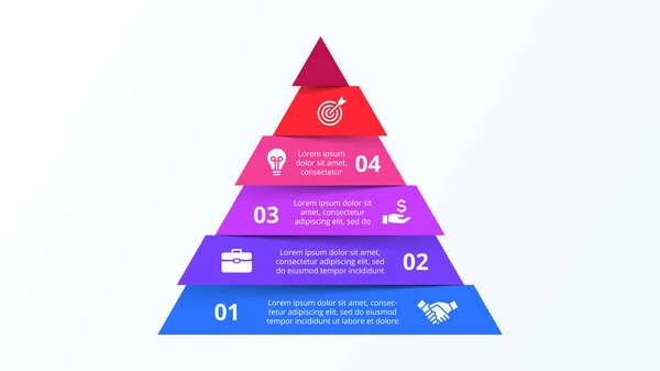 Инфографический шаблон пирамиды с шестью элементами полосы. Концепция 6 шагов бизнес-стратегии. Чистая векторная иллюстрация для презентации . — стоковый вектор