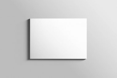 Boş A4 fotogerçekçi manzara broşür mockup ışık gri arka plan üzerinde. 