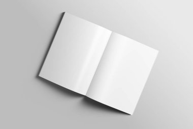 Boş A4 fotogerçekçi broşür mockup ışık gri arka plan üzerinde. 