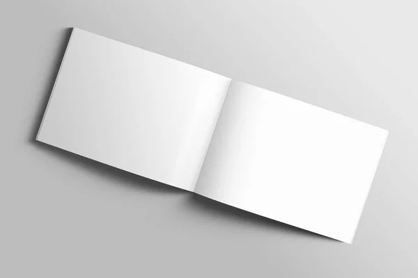 Blanco A4 fotorealistische landschap brochure mockup op lichte grijze achtergrond. — Stockfoto