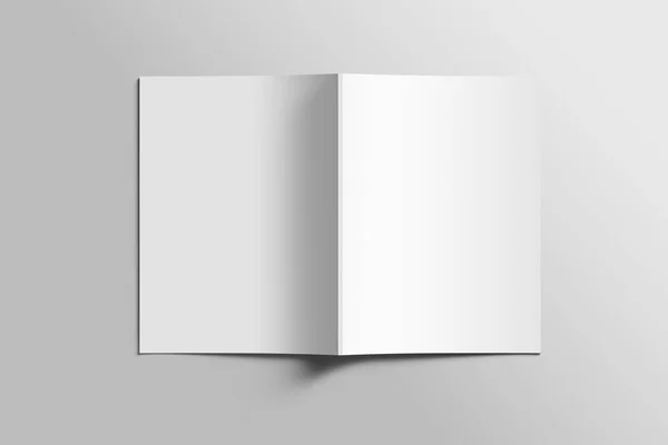 Tomma A4 fotorealistiska broschyr mockup på grå bakgrund. — Stockfoto
