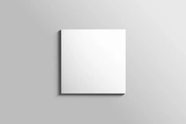 Blank firkantet fotorealistisk brochure mockup på lysegrå baggrund . - Stock-foto