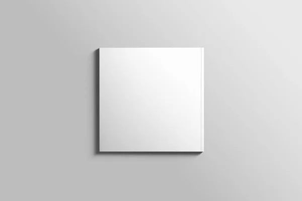 Brochure photoréaliste carré vierge maquette sur fond gris clair . — Photo