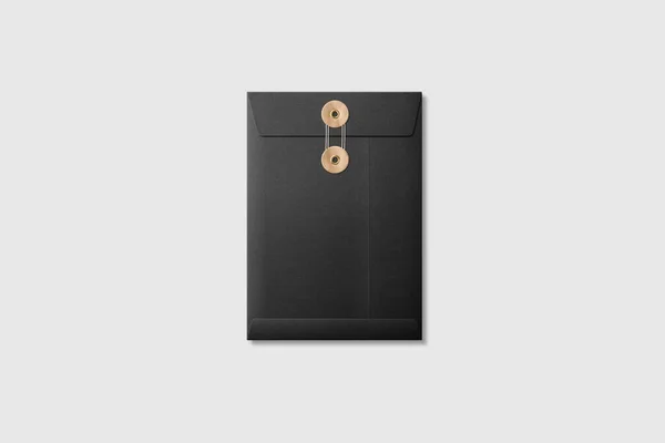 Чорний Папір Розмір String Brown Washer Convelope Mockup Світло Сірому — стокове фото