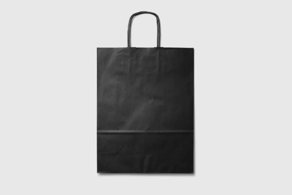 Mockup Una Shopping Bag Carta Bianca Nera Con Manici Fondo — Foto Stock