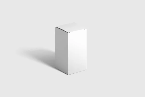 Garrafa Amber Suplemento Box Mockup Fundo Cinza Claro Modelo Mockup — Fotografia de Stock