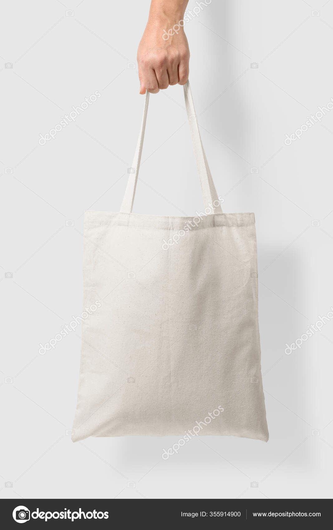 Mockup Female Hand Holding Blank Tote Canvas Bag Light Grey Stock Photo by  ©ifeinistanbul 355915116