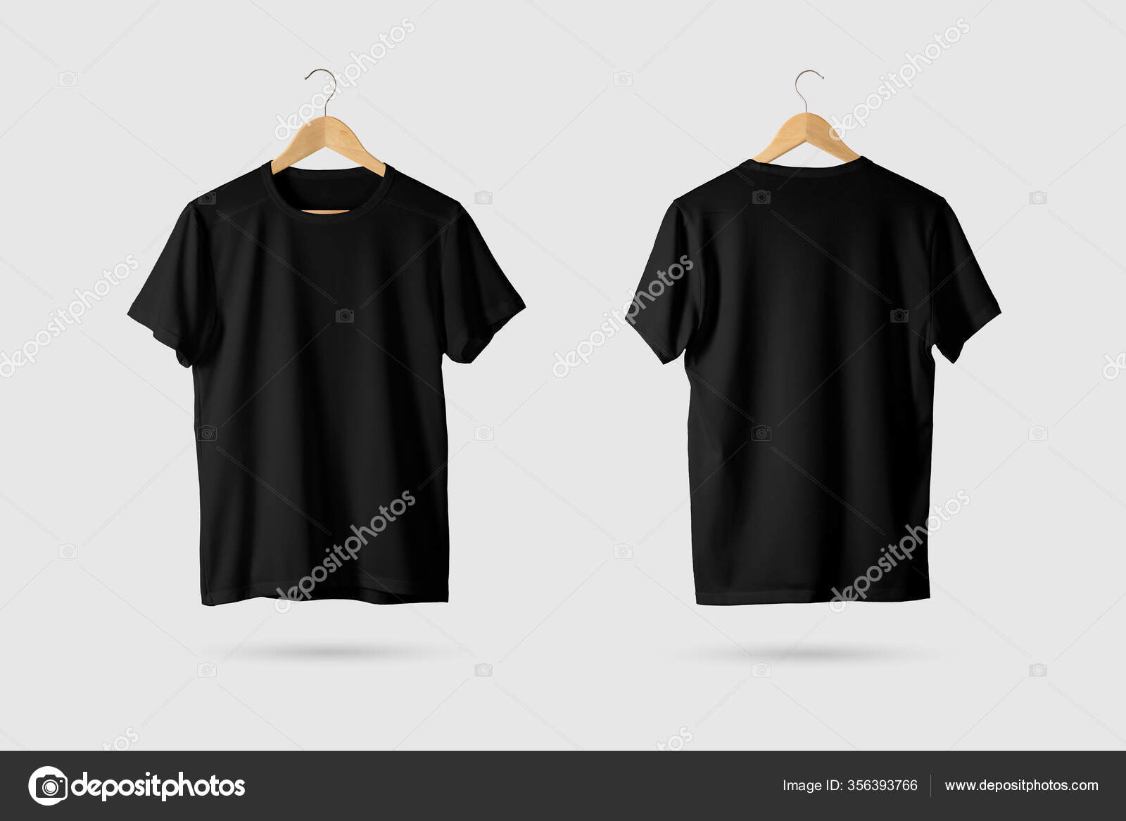 Download Black Shirt Mock Wooden Hanger Front Rear Side View Rendering Stock Photo Image By C Ifeinistanbul 356393766