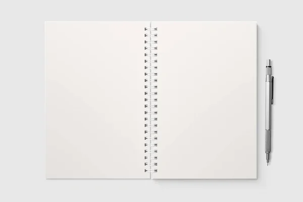 Real Photo Blank Spiral Bound Notepad Mockup Template Isolated Light — Stock Photo, Image