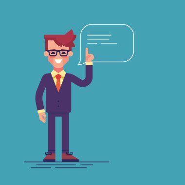 İşaret parmağını kaldıran ve tavsiye veren adam.