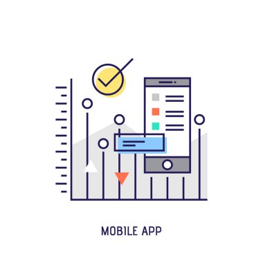 Mobil app diyabet vektör ince çizgi simgesi.