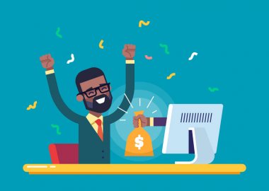 Bir çanta dolusu para monitörden el uzanır