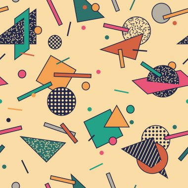 Trendy neo memphis tarzı seamless modeli. Vektör.