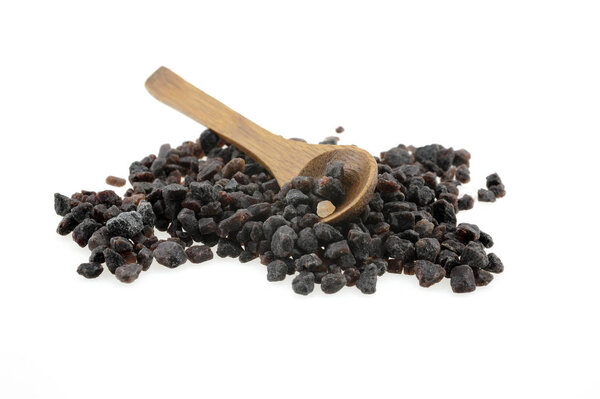 Black indian salt crystals heap