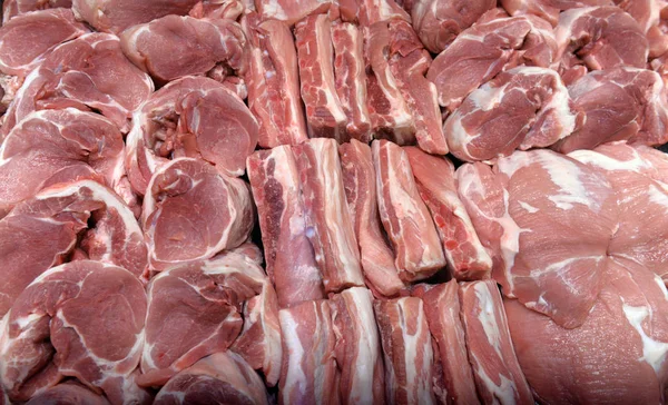 Carne Dispuesta Una Tienda — Foto de Stock