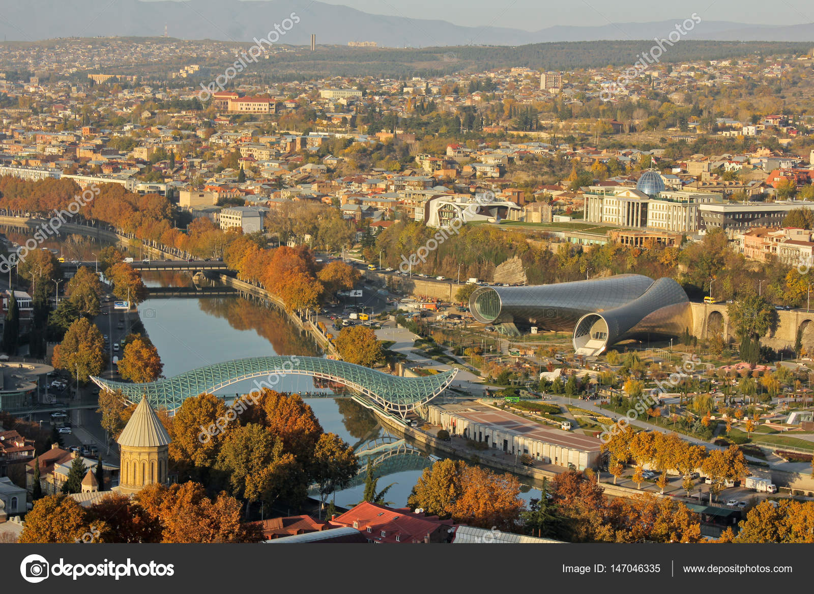 Tbilisi, Georgia - November 11, 2016: autumn view to historical part of
