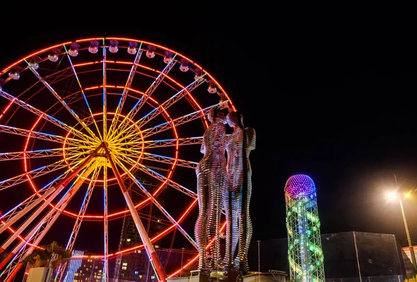 Batumi Adżara Gruzja Czerwca 2019 Posąg Ali Nino Nocy Miasto — Zdjęcie stockowe