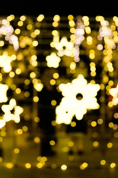 Defocused Yellow Bokeh Achtergrond Effect Nieuwjaarssterren Boke Lights Kerstmis Wazig — Stockfoto
