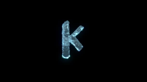 La lettera K di ghiaccio isolato su nero con alfa opaco . — Video Stock