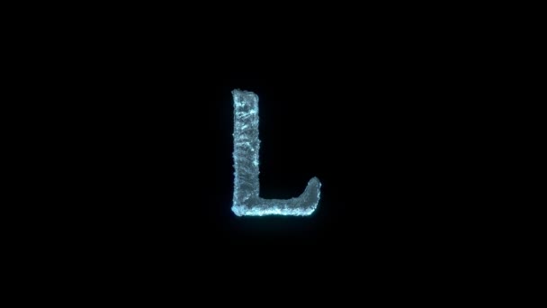 Písmeno L ledu izolované na černém pozadí s Alfa podkladu. — Stock video