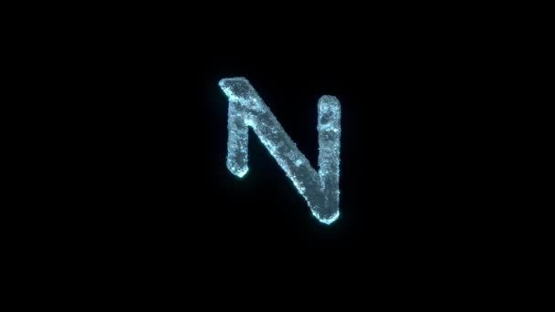 Písmeno N ledu izolované na černém pozadí s Alfa podkladu. — Stock video