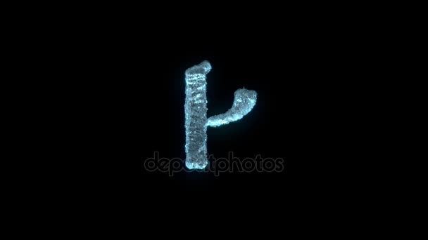 The Letter P Of Ice Isolated On Black With Alpha Matte. — Stock Video