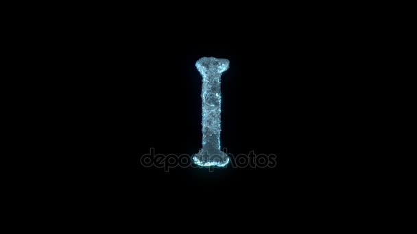 The Letter T Of Ice Isolated On Black With Alpha Matte. — Stock Video