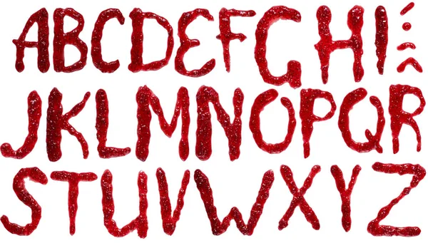 Alphabet from raspberry jam. — Stock Photo, Image