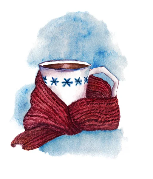 Sıcak bir içecek ile suluboya Kupası