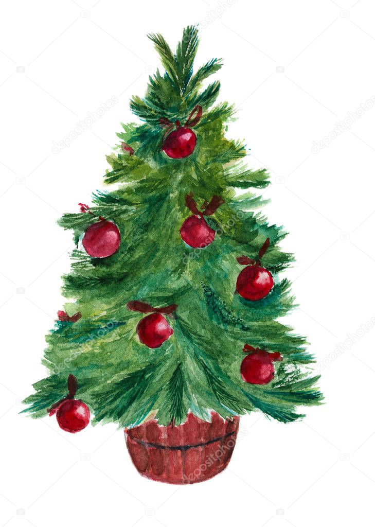Watercolor christmas tree