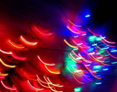 Neon şehir ışıkları arka plan efektini bulanıklaştırdı