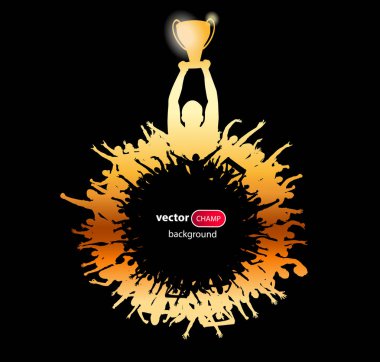 Posterler şampiyonu ve tezahürat insanlarla.