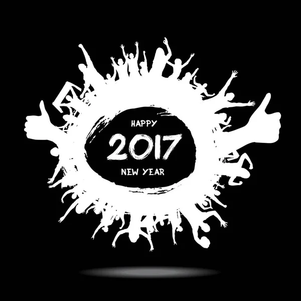 Frohes neues Jahr 2017 von den jubelnden Menschen. — Stockvektor