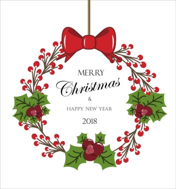 Vektör Noel çelenk ökse otu ile