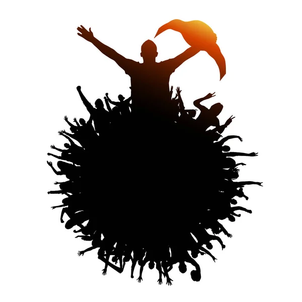 Bajnoki Európai Világ Tömeg Sokan Szórakoztatják Esemény Játszik Boldog Táncot — Stock Vector
