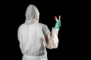 Biyoloji kimyager porselen kontrolü DNA konsept virüs aşısı testi .tube coronavirus 2019-ncov doktor enjeksiyon sıvısı ve tıp adamı