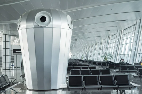Leerer Flughafen Innenraum Flüge Gestrichen Große Klimaanlage Innenraum — Stockfoto